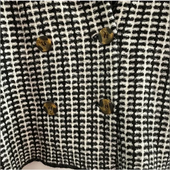 Rachel Zoe black and white patterned knitted coat jacket Size Large - Picture 2 of 4